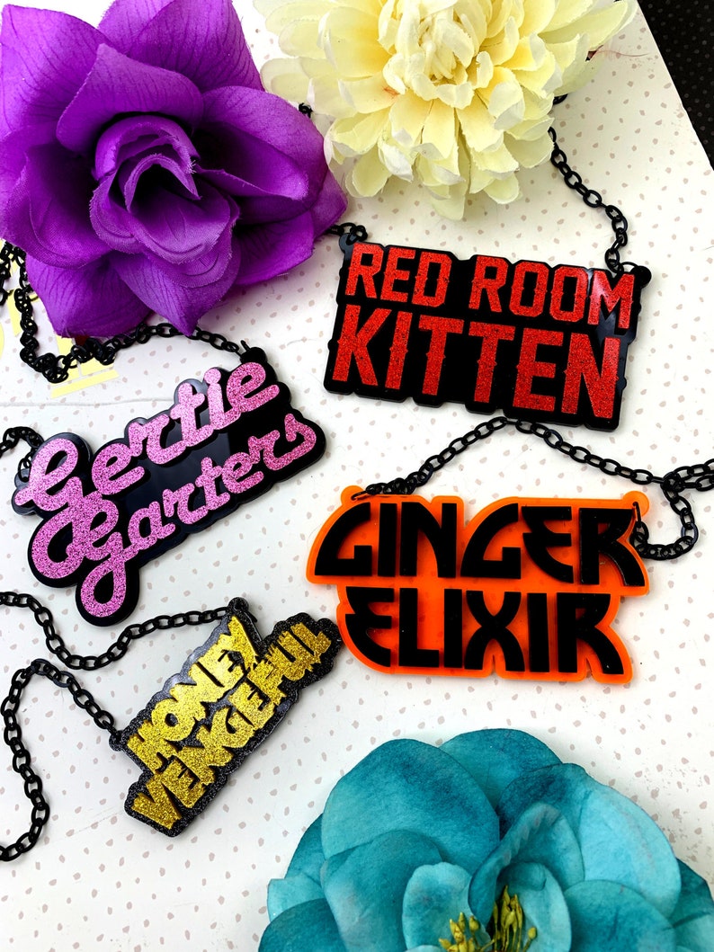 CUSTOM Layered Laser Cut Acrylic Necklace You Choose the Word and the Color image 1