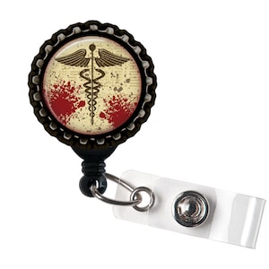Medicine for Life Porta badge retrattile nero con bobina identificativa