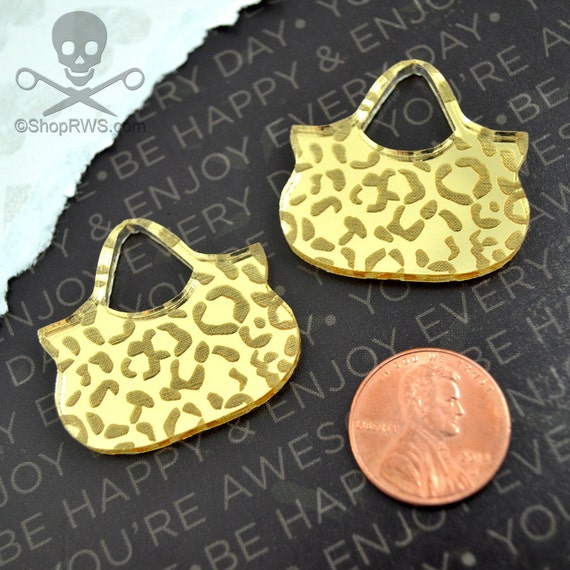 MONEDERO LEOPARDO DORADO Cabujon en Acrilico cortado con laser de espejo dorado