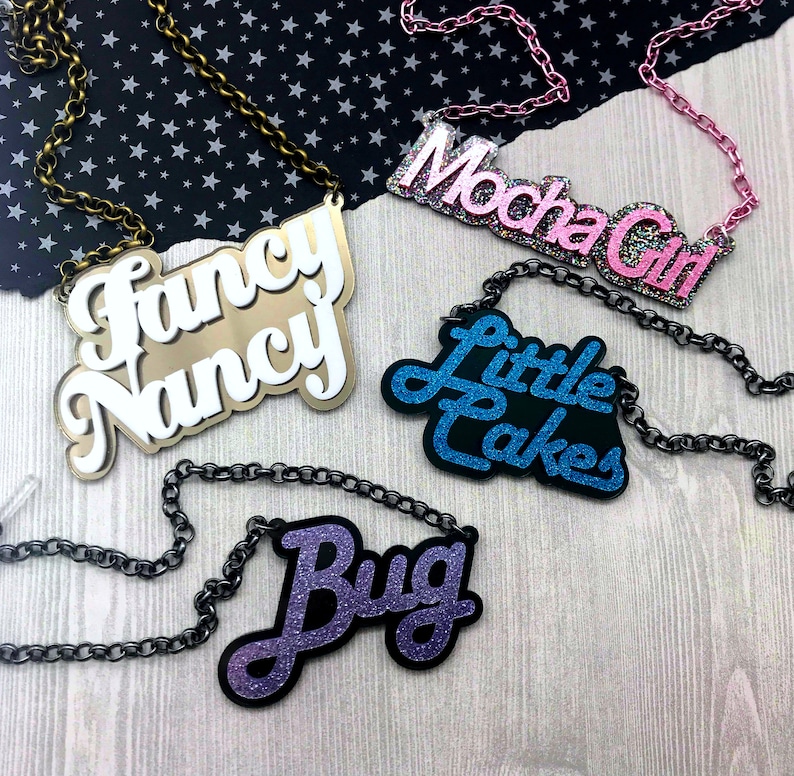 CUSTOM Layered Laser Cut Acrylic Necklace You Choose the Word and the Color image 4