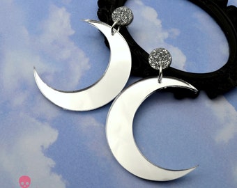 Crescent Dangles - Laser Cut Acrylic Post Dangle Earrings