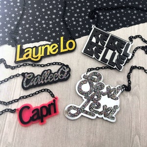 CUSTOM Layered Laser Cut Acrylic Necklace You Choose the Word and the Color image 7