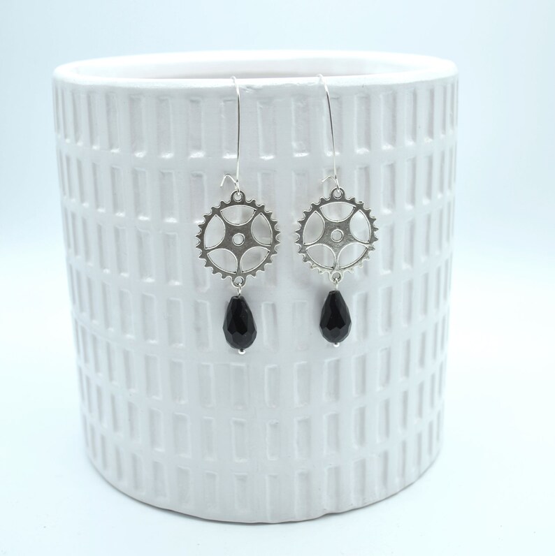 Steampunk Gear Dangle Earrings GEARS TURNING