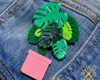 Plant Lady Brooch - Laser Cut Acrylic