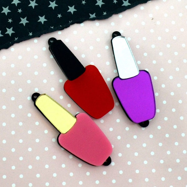 NAIL POLISH CONNECTORS - You Choose Your Colors - Charms or Cabochons - Laser Cut Acrylic