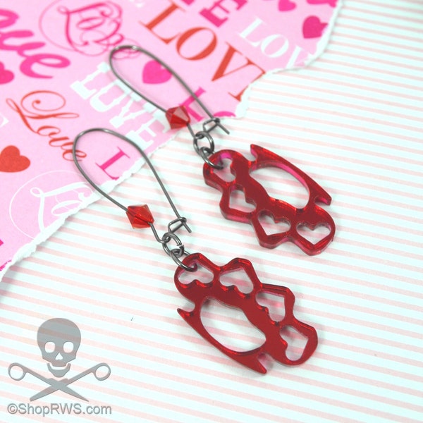 FIRST KISS - Red Mirror - Knucks Laser Cut Acrylic Earrings