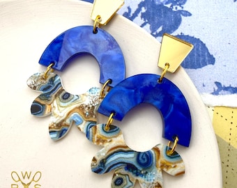 Happy Bloom Dangles in Geode Print
