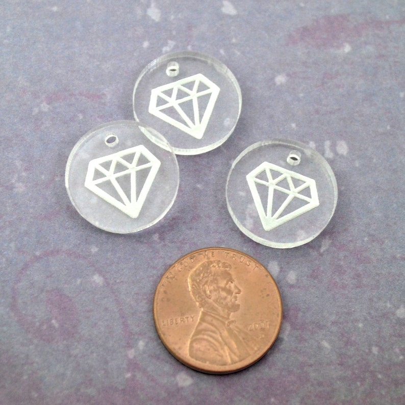 CLEAR DIAMOND CHARMS Laser Cut Acrylic Discs image 2