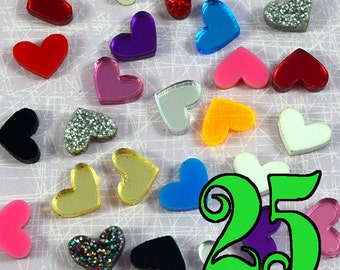 MINI HEART CABS  25 Piece Lot Flat Back Pieces in Laser Cut Acrylic