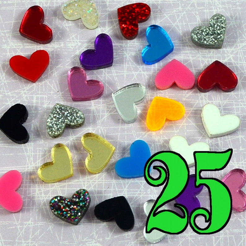 MINI HEART CABS  25 Piece Lot Flat Back Pieces in Laser Cut Acrylic 