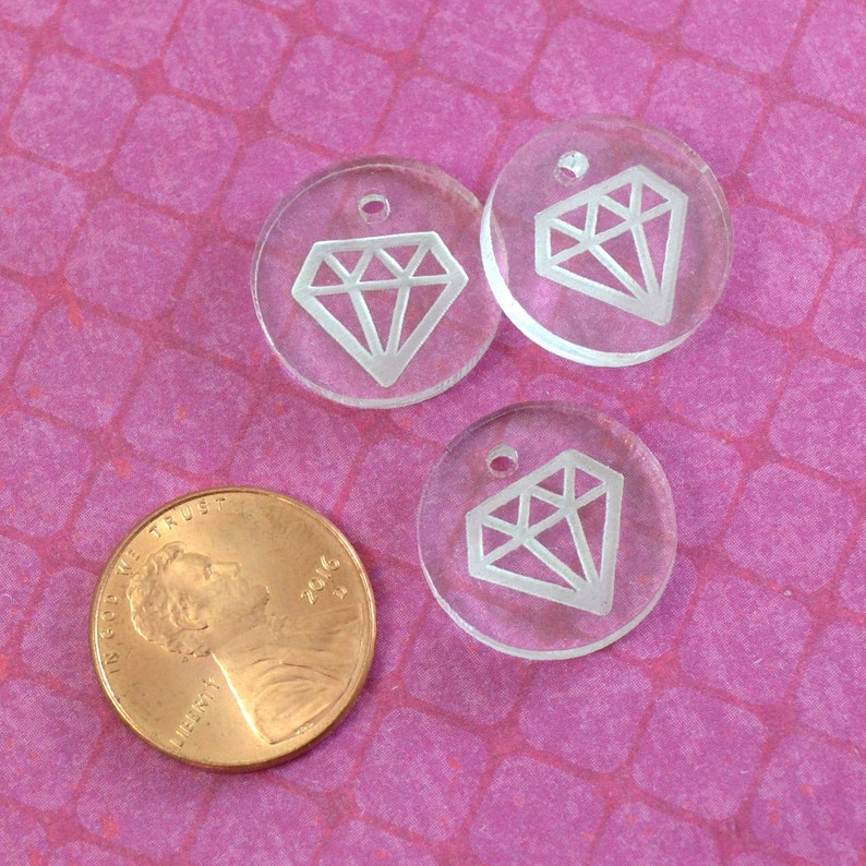 CLEAR DIAMOND CHARMS Laser Cut Acrylic Discs image 1