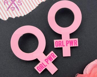 GRL PWR Statement Studs in Light Pink