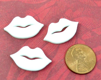 WHITE LIP CABOCHONS 3  Flat Back Pieces In Laser Cut Acrylic