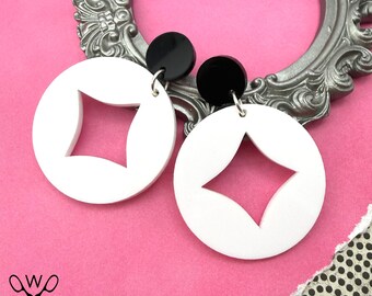 Diamond Eye Dangles in Brght White