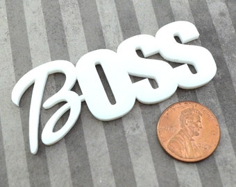 WHITE BOSS CABOCHON Laser Cut Acryl Flat Back Cab