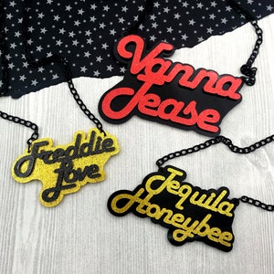 CUSTOM Layered Laser Cut Acrylic Necklace You Choose the Word and the Color image 5