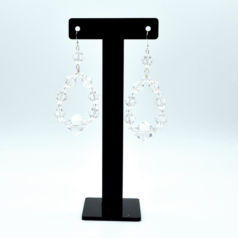 Beaded Hoop Earrings Crystal Glamour Clear