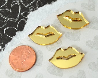 GOLD MIRROR  LIPS 3 Pieces In Laser Cut Acrylic