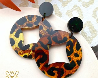 Diamond Eye Dangles in Leopard