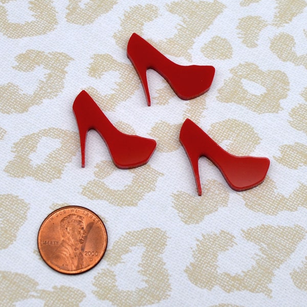 Rote Mini Heel Cabochons 3 Stück Laser Cut Acryl