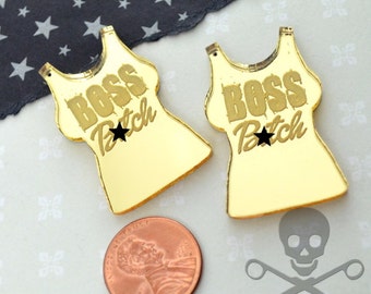 BOSS B-TCH MATURE T Shirt Gold Mirror Charms