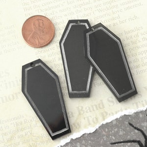 BLACK COFFINS 3 Jet Black Laser Cut Acrylic Charms image 1