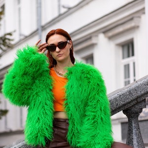 Fuzzy green jacket shop
