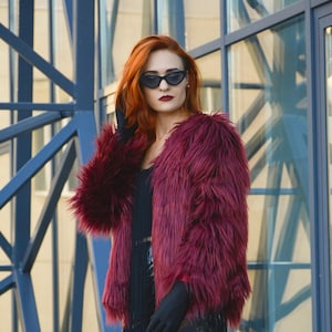 Red fur bolero jacket store