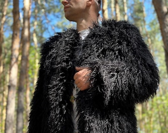 cappotto di pelliccia da uomo vera / pelliccia sintetica a pelo lungo \ pelliccia a pelo lungo / giacca di pelliccia a pelo lungo,