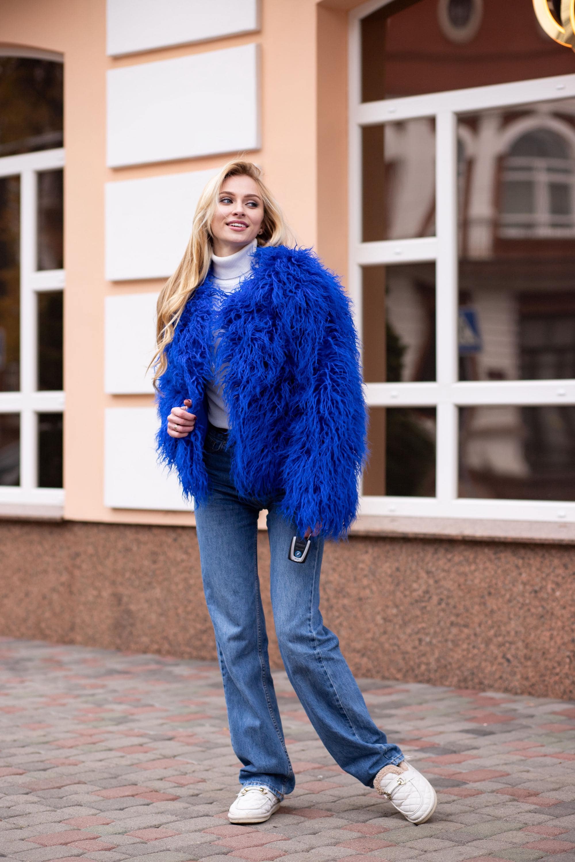 Blue Mongolian Faux Fur Coat | Burning Man Jacket - Etsy