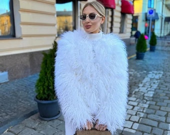 Shaggy Fur Coat , Brown , Short . Mongolian Faux Fur Jacket Shaggy Fur Coat , Brown , Short . Mongolian Faux Fur Jacket