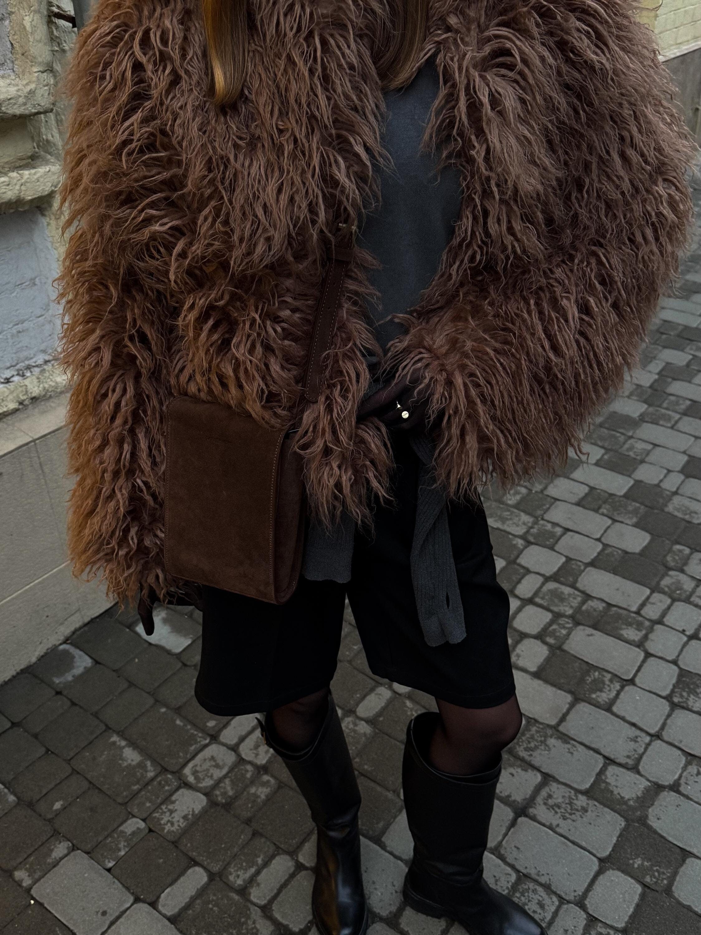 AMERI アメリ DEFORMATION COLLAR SHAGGY COAT モヘヤ シャギー