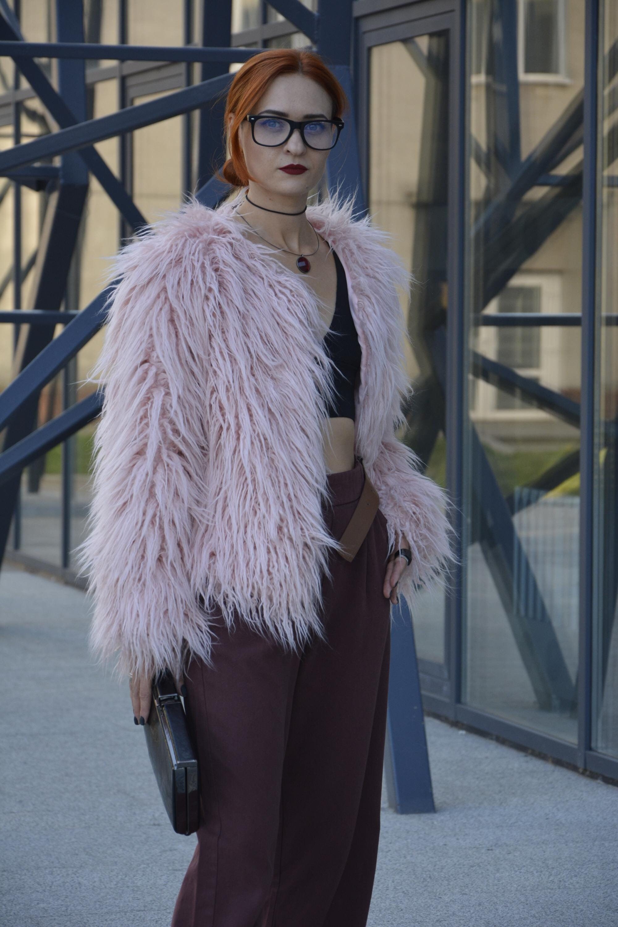 【最終値下げ】muguet shaggy long coat pink 最終値下げ】muguet shaggy long coat pink