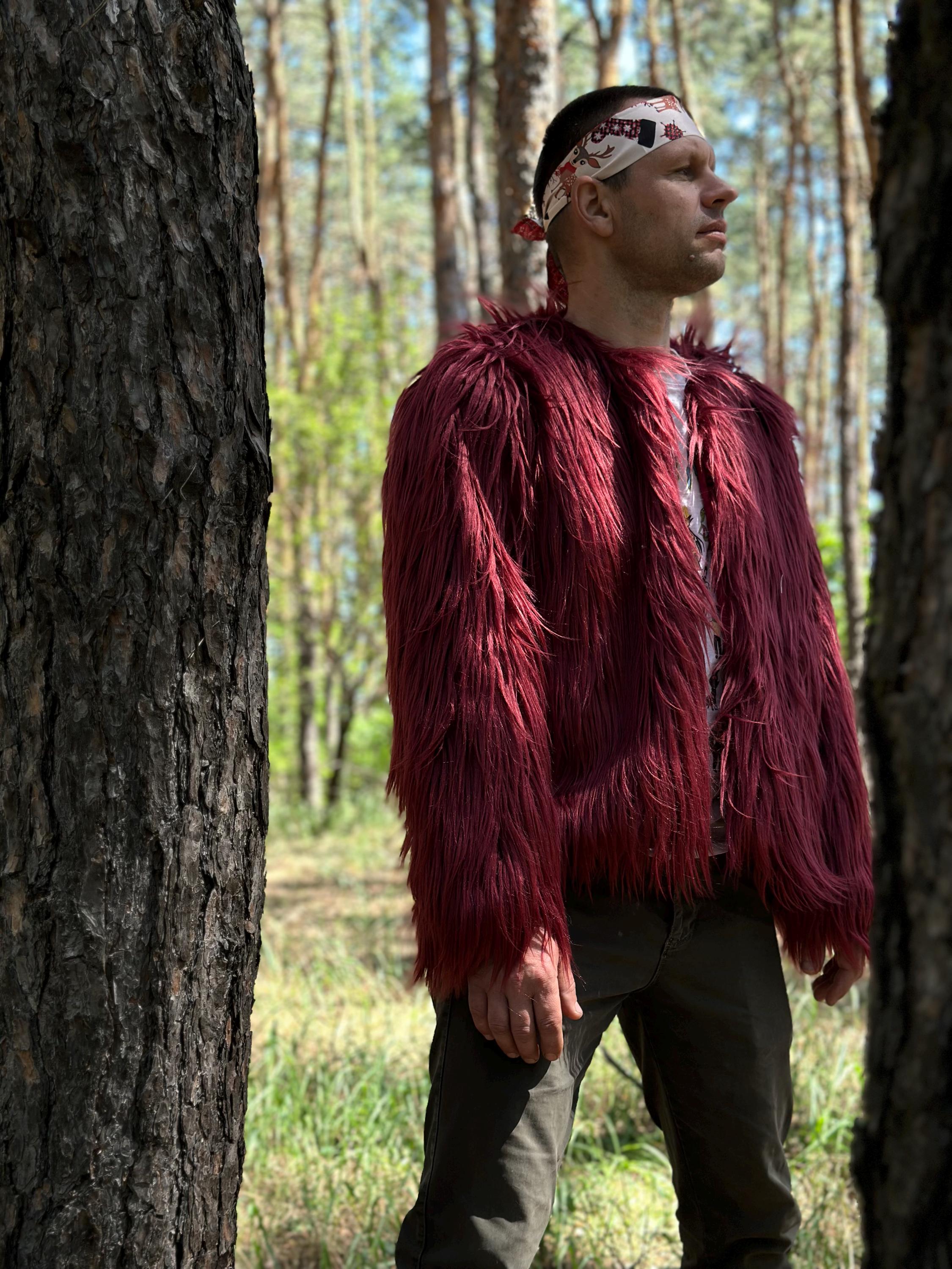 bohemian men for festival burning men | faux fur coat | vintage  Man Jacket , mongolian fur