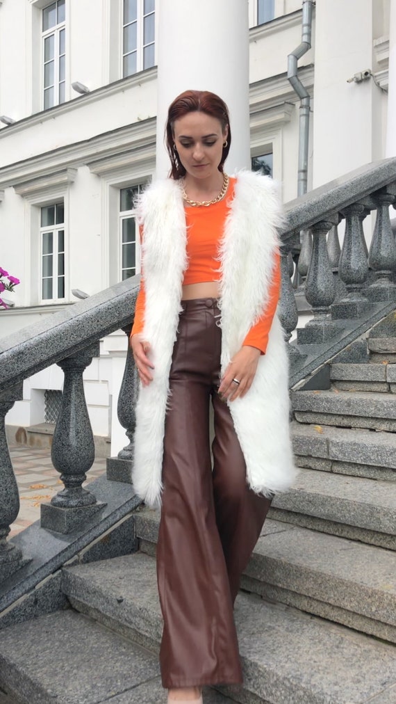 Vest  Cardigan , White Fur Vest / Womens Vest / Furry Vest