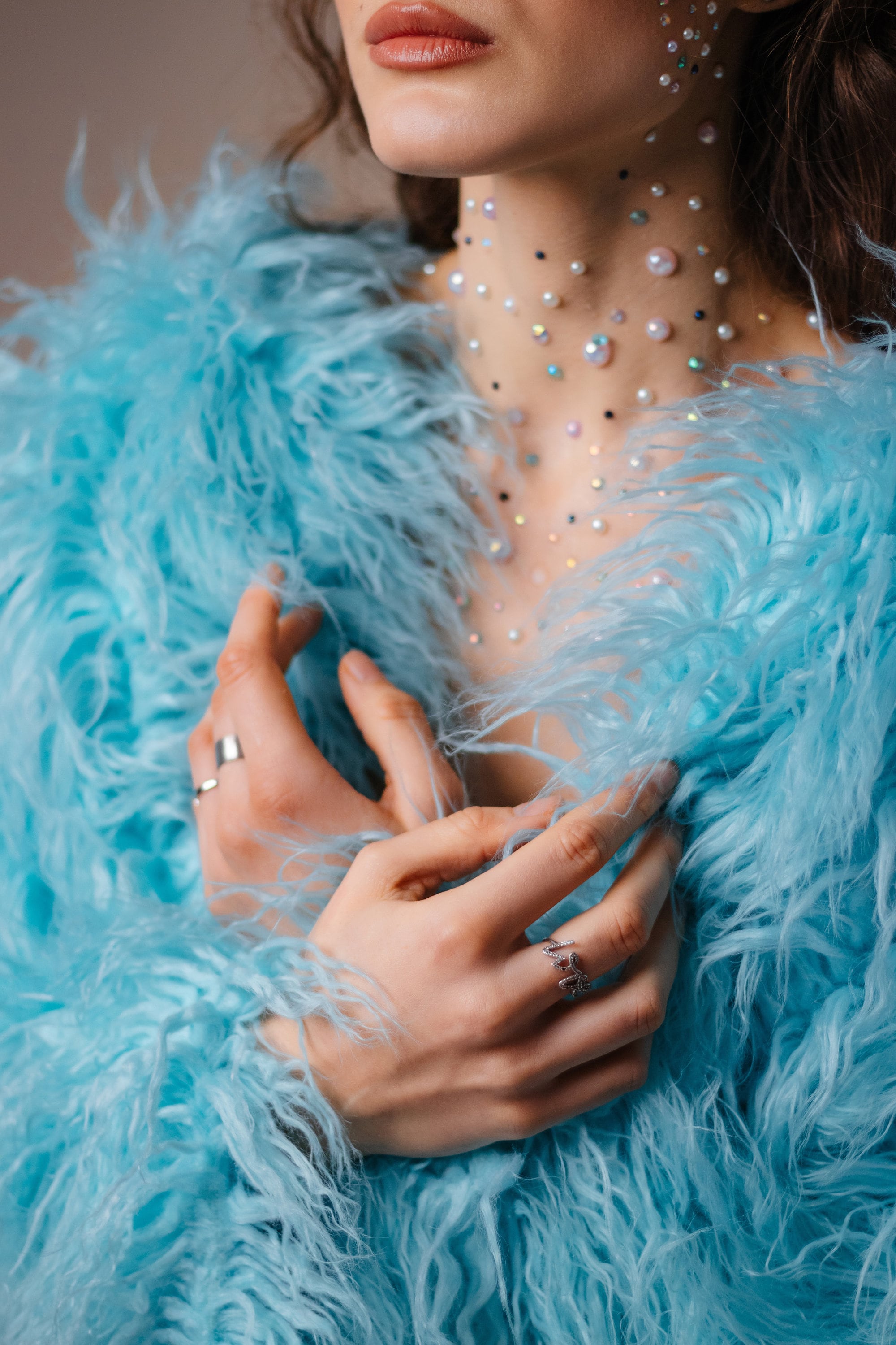 Shaggy Fur Coat, Cropped Jacket. Faux Mongolian Fur, Llama. Curly Long