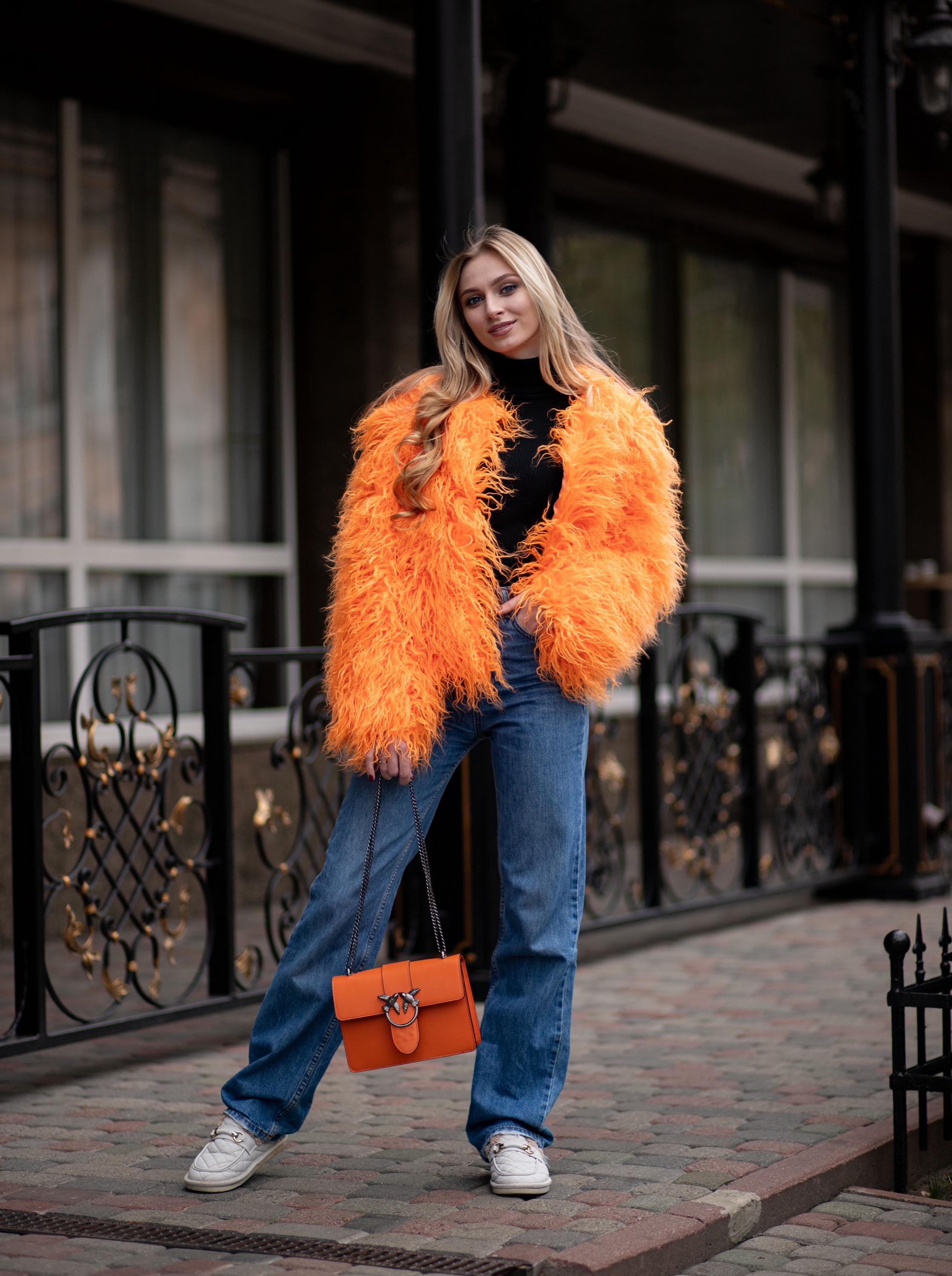 Rave Outfit  Orange Jacket , Game Day Outfit , Merry and Bright