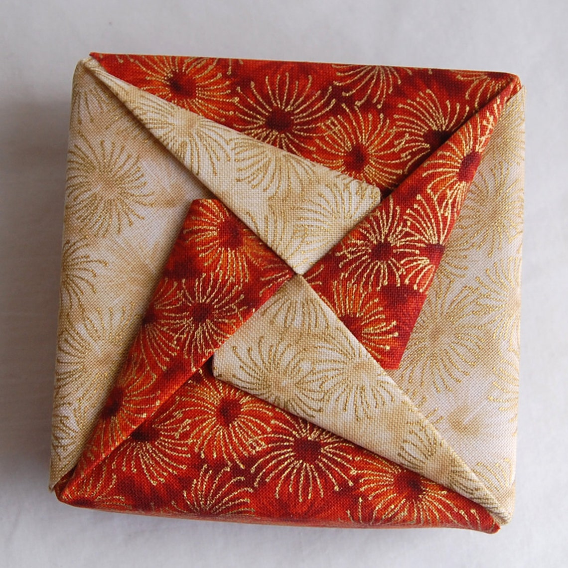 Fabric Origami Pinwheel Box Rust Etsy