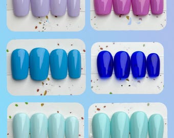 Juego de uñas de color transparente/Uñas de gel de color sólido/Compra 3 y llévate 1 gratis/Uñas postizas de colores/Uñas postizas personalizadas/Uñas acrílicas sencillas/Manicura única