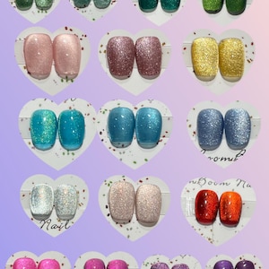Cat eye nail set/Solid color gel nails/Buy 3 Get 1 Free/Colorful press ons/Custom fake nails/Simple acrylic nails/Sparkle glitter manicure