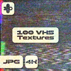 100 VHS Textures Pack – Retro Glitch & Static Overlays | 4K JPG Grain Textures for Design, Video Editing, Collage Art Projects