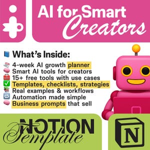 AI Business Planner & Notion Template | Digital Productivity Guide | 15+ Free AI Tools | Etsy Sellers