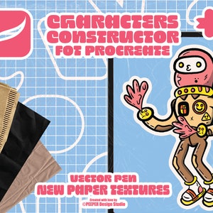 150+ Characters Constructor Stamps for Procreate | Unique Characters Creator's Bundle | Retro Cartoon Characters Design | Digital Drawing