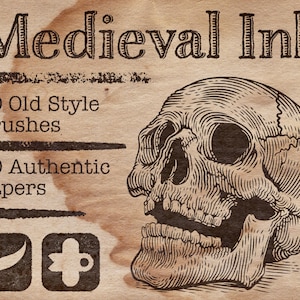 Medieval Ink – Set di pennelli Retro Procreate + tele di carta regolabili
