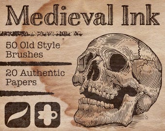 Medieval Ink – Set di pennelli retrò per Procreate + tele di carta regolabili