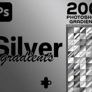 200 Silver Photoshop Gradients – Metallic Photoshop Gradient Pack for Digital Design