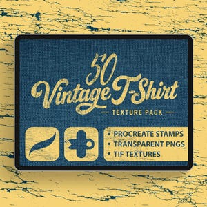 Vintage T-Shirt Texture Pack – Realistic Worn Print Overlays (Procreate Stamps)