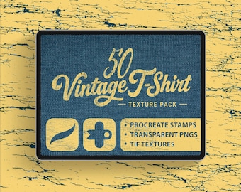 Texture Pack per T-shirt Vintage – Sovrapposizioni di stampe realistiche effetto usurato (Timbri per Procreate)