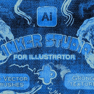 Pinceles vectoriales INKER Studio para Illustrator / Texturas grunge y auténticos entintadores de Illustrator retro