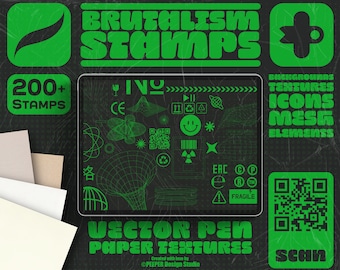 Brutalism Poster Stamps: 200+ Procreate Brushset (Paper Textures)